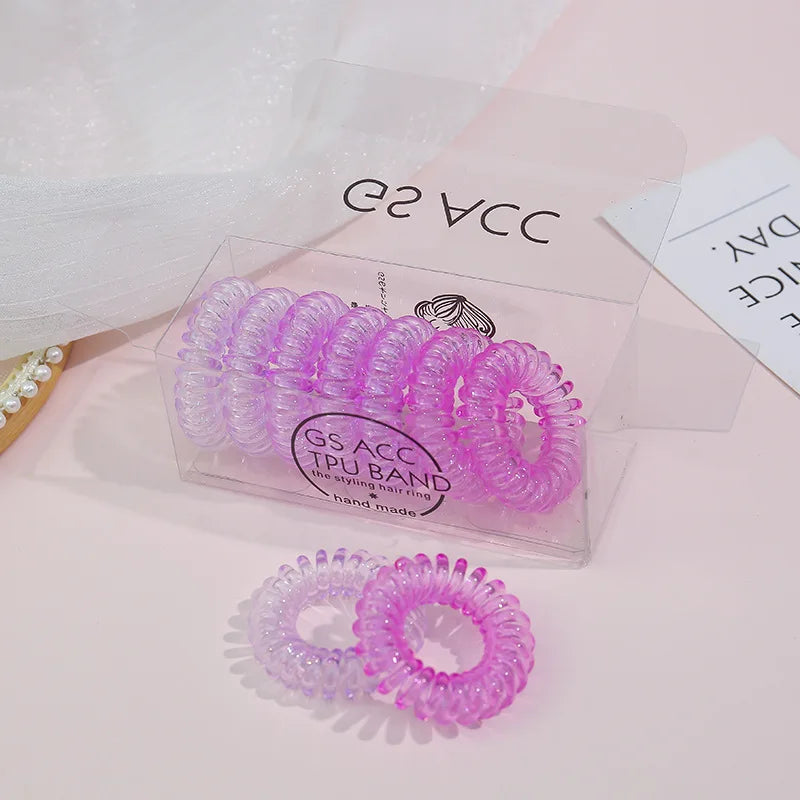 9pcs/box Transparent Elastic Hair Bands Spiral Rubber Bands Hair Ties Accessories for Women